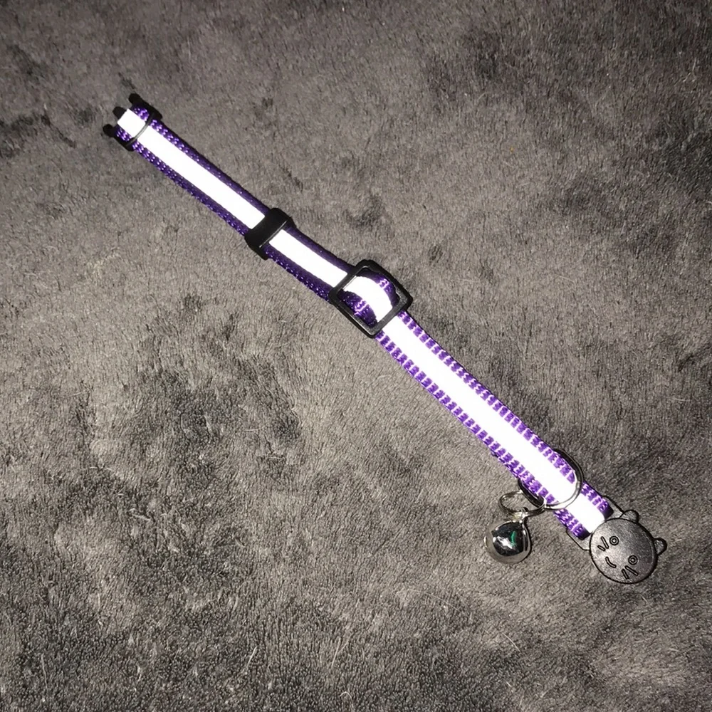Bemix pets breakaway reflective Purple collar with bell New